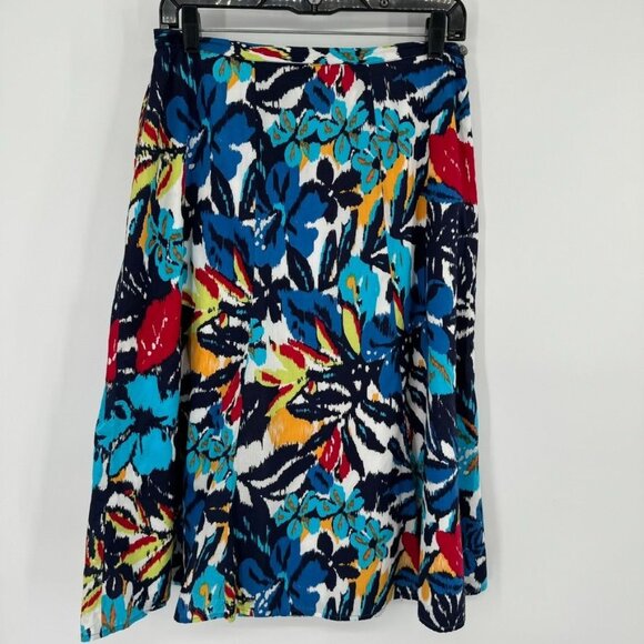 Chico's 1 Colorful floral print skirt womens size medium flowy cotton lined - Picture 3 of 10